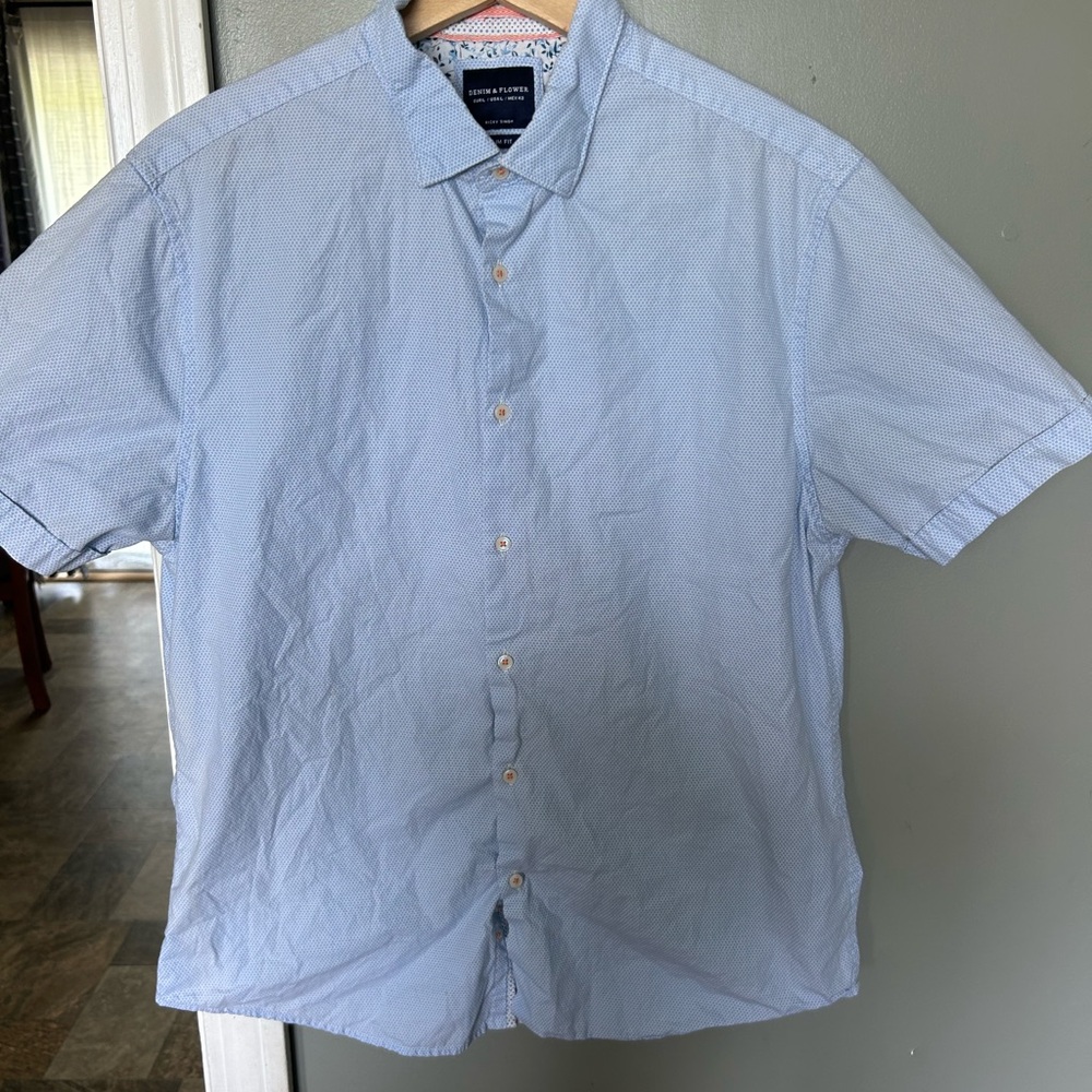 Denim & Flower Sky Blue Button Down Shirt